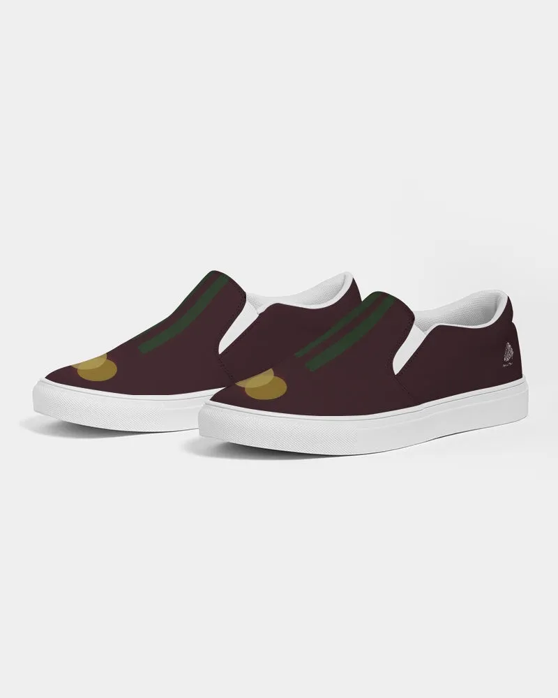 Yellows with Green Stripes Women's Slip-On Canvas Shoe