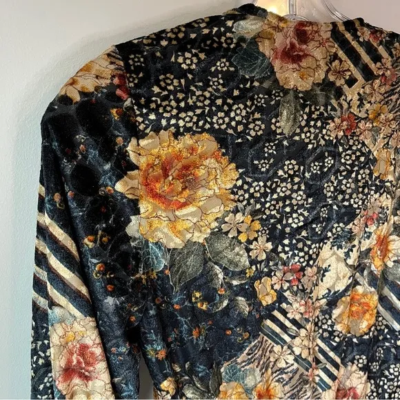 Zara Floral Velvet Crossover Mini Cocktail Dress