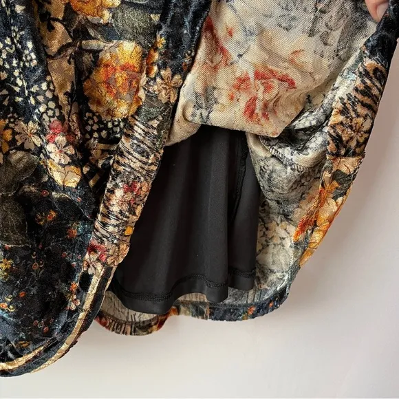 Zara Floral Velvet Crossover Mini Cocktail Dress