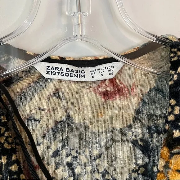 Zara Floral Velvet Crossover Mini Cocktail Dress